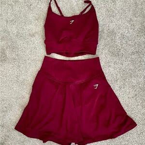 Gymshark Sweat Seamless Athletic Crop Top and Flared Skort Set